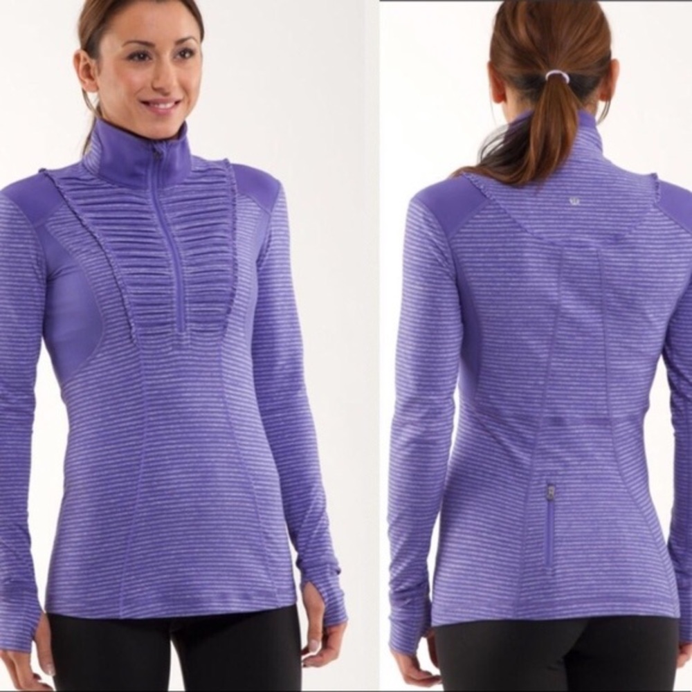 lululemon athletica Purple Quarter-Zip Striped Long-Sleeve Top